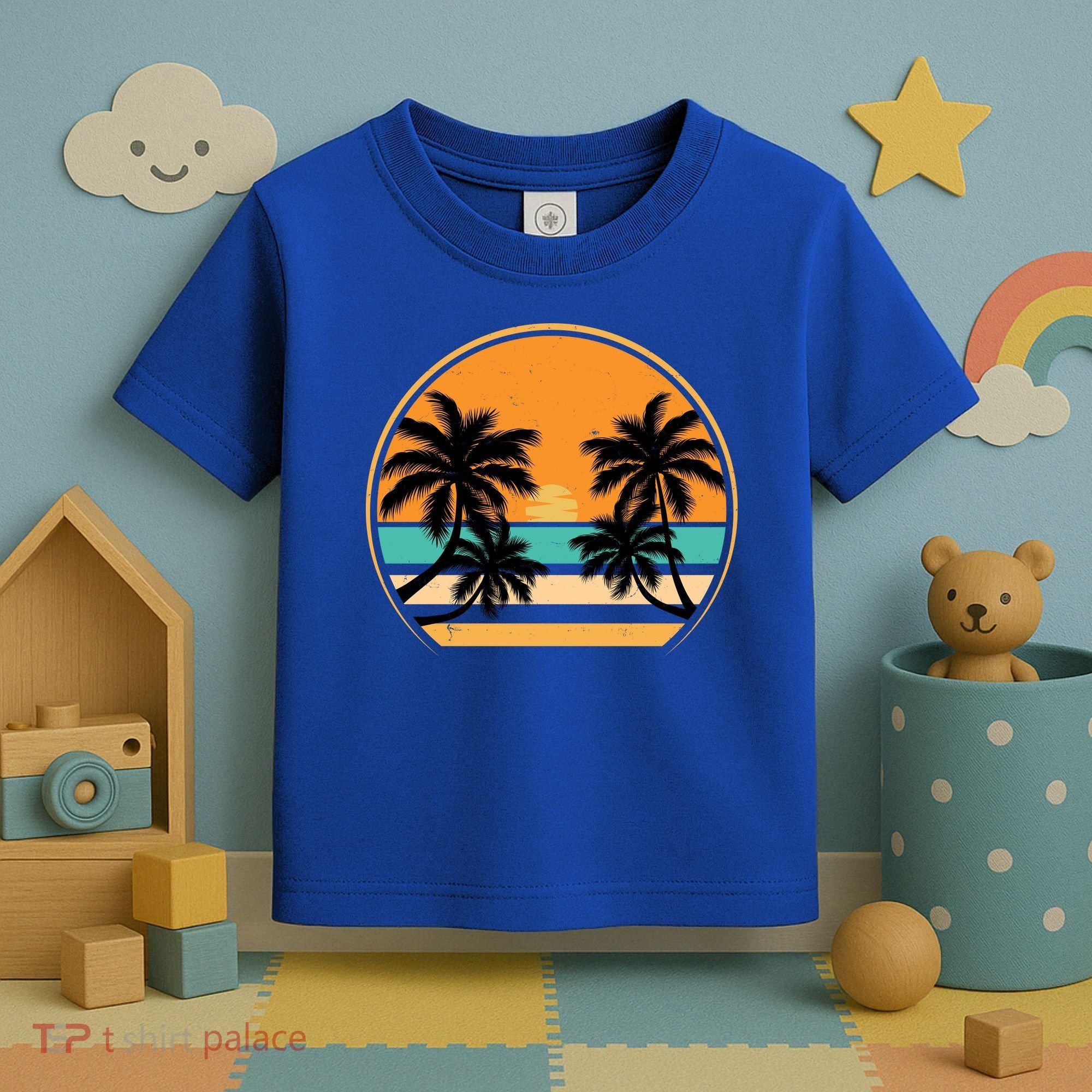 Retro Summer Sunset Vibe Vacation Beach Life Toddler T-Shirt