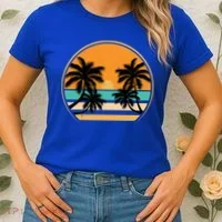 Retro Summer Sunset Vibe Vacation Beach Life Women's T-Shirt thumb 2