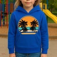 Retro Summer Sunset Vibe Vacation Beach Life Kids Hoodie thumb 3