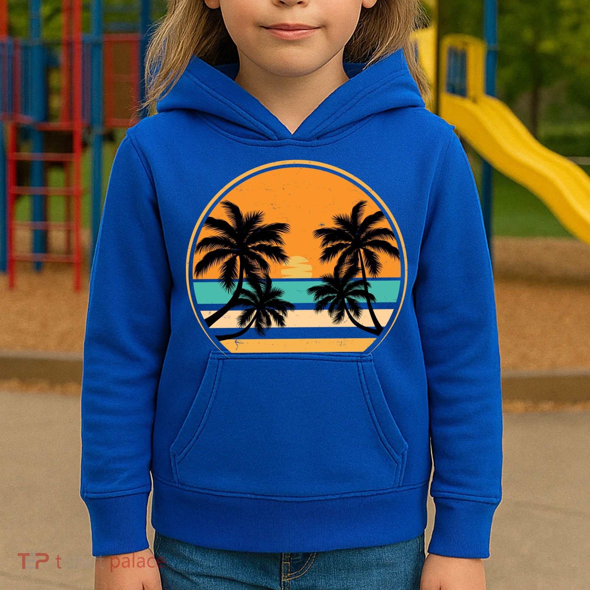 Retro Summer Sunset Vibe Vacation Beach Life Kids Hoodie