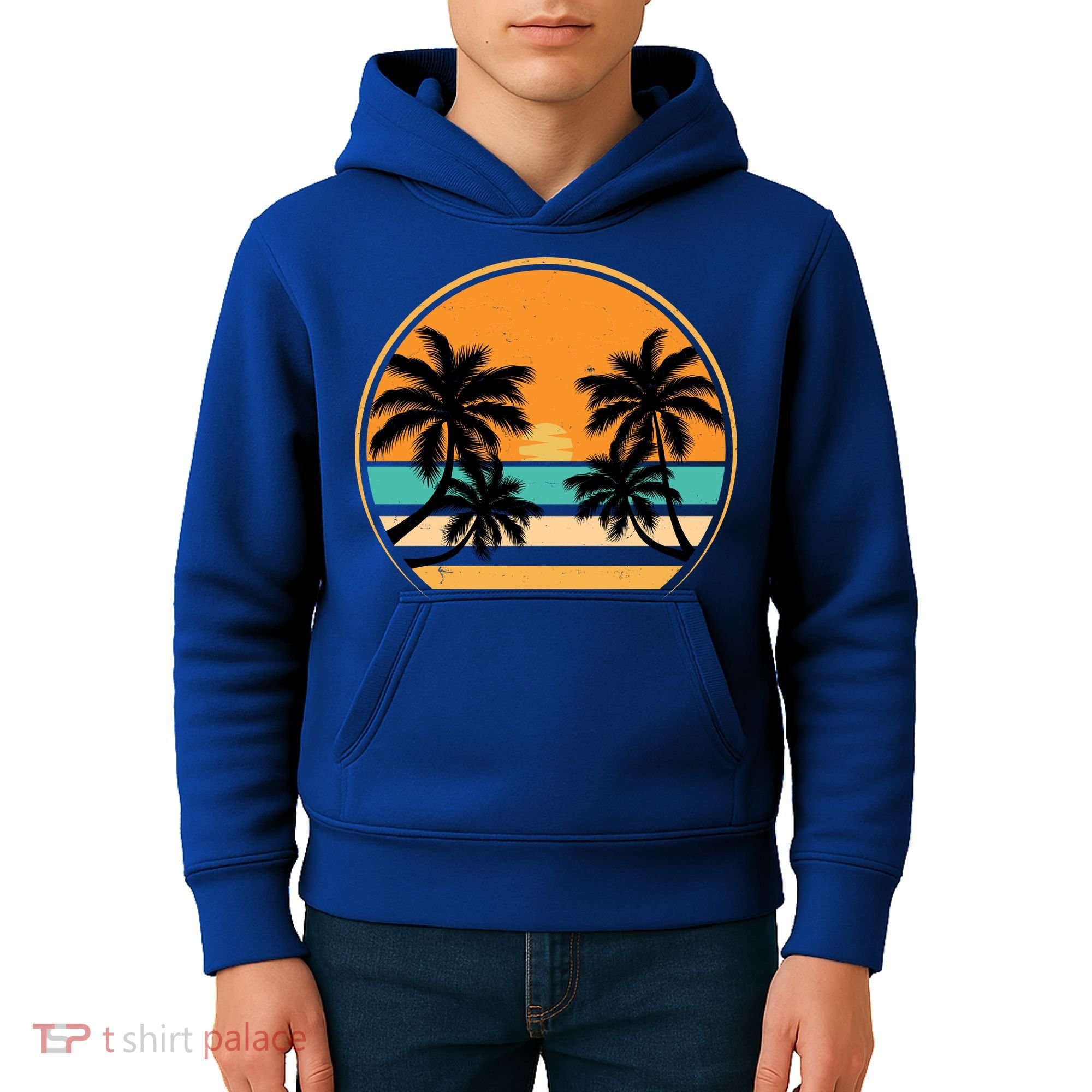 Retro Summer Sunset Vibe Vacation Beach Life Kids Hoodie