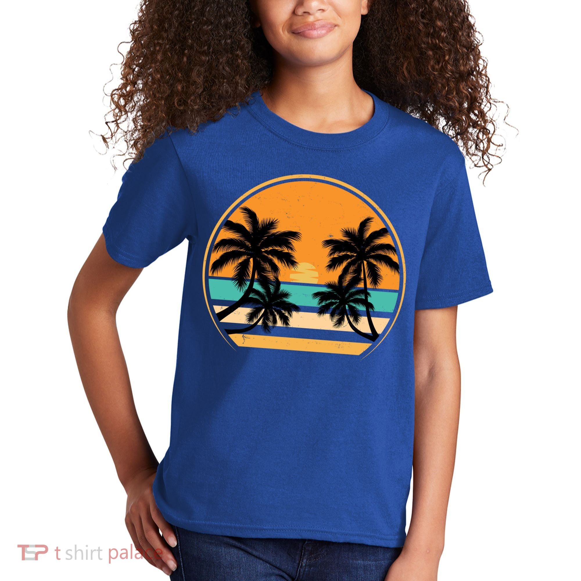 Retro Summer Sunset Vibe Vacation Beach Life Kids T-Shirt