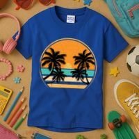 Retro Summer Sunset Vibe Vacation Beach Life Kids T-Shirt thumb 3