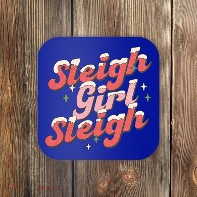 Retro Sleigh Sleigh Xmas Holiday Christmas Gift Coaster