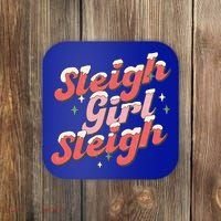 Retro Sleigh Sleigh Xmas Holiday Christmas Gift Coaster thumb 0