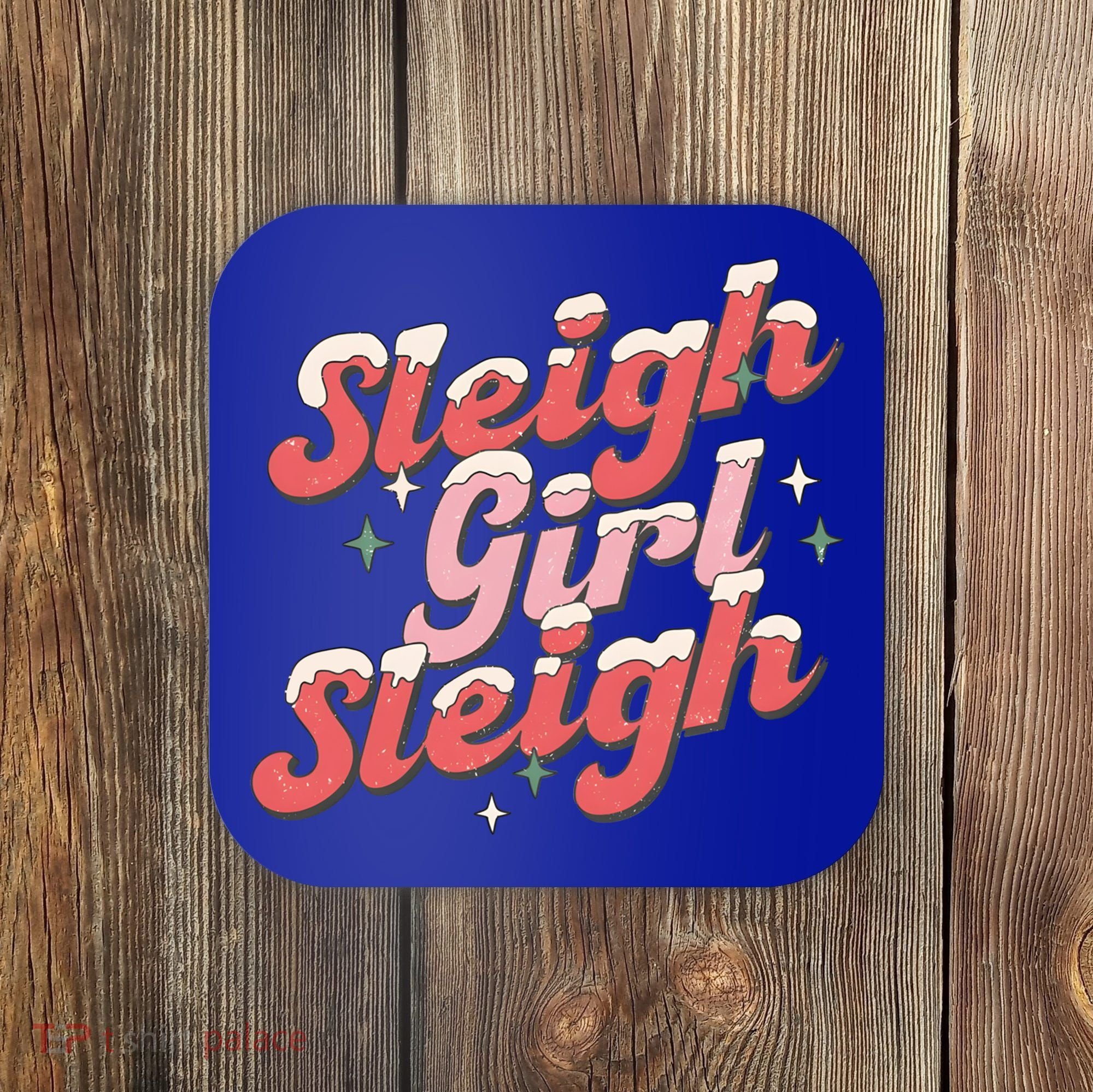 Retro Sleigh Sleigh Xmas Holiday Christmas Gift Coaster