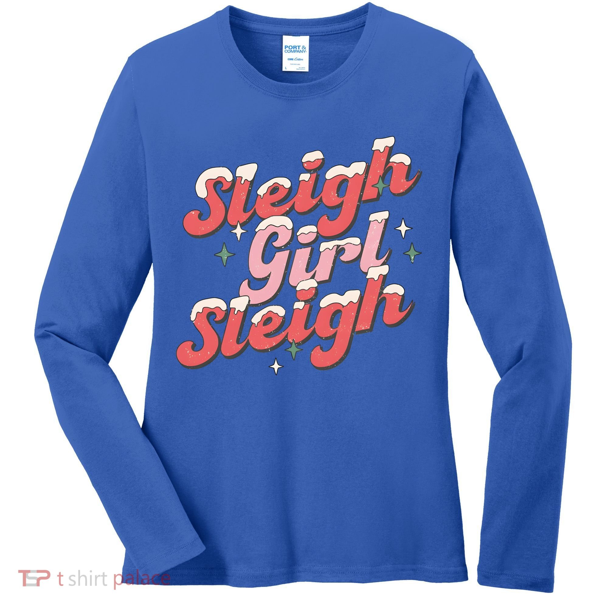 Retro Sleigh Sleigh Xmas Holiday Christmas Gift Women's Long Sleeve Shirt