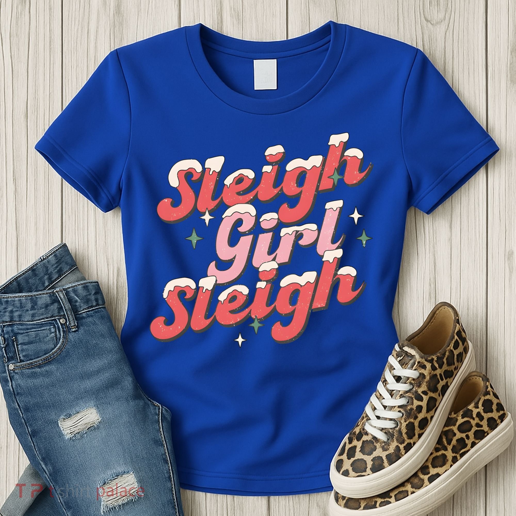 Retro Sleigh Sleigh Xmas Holiday Christmas Gift Women's T-Shirt
