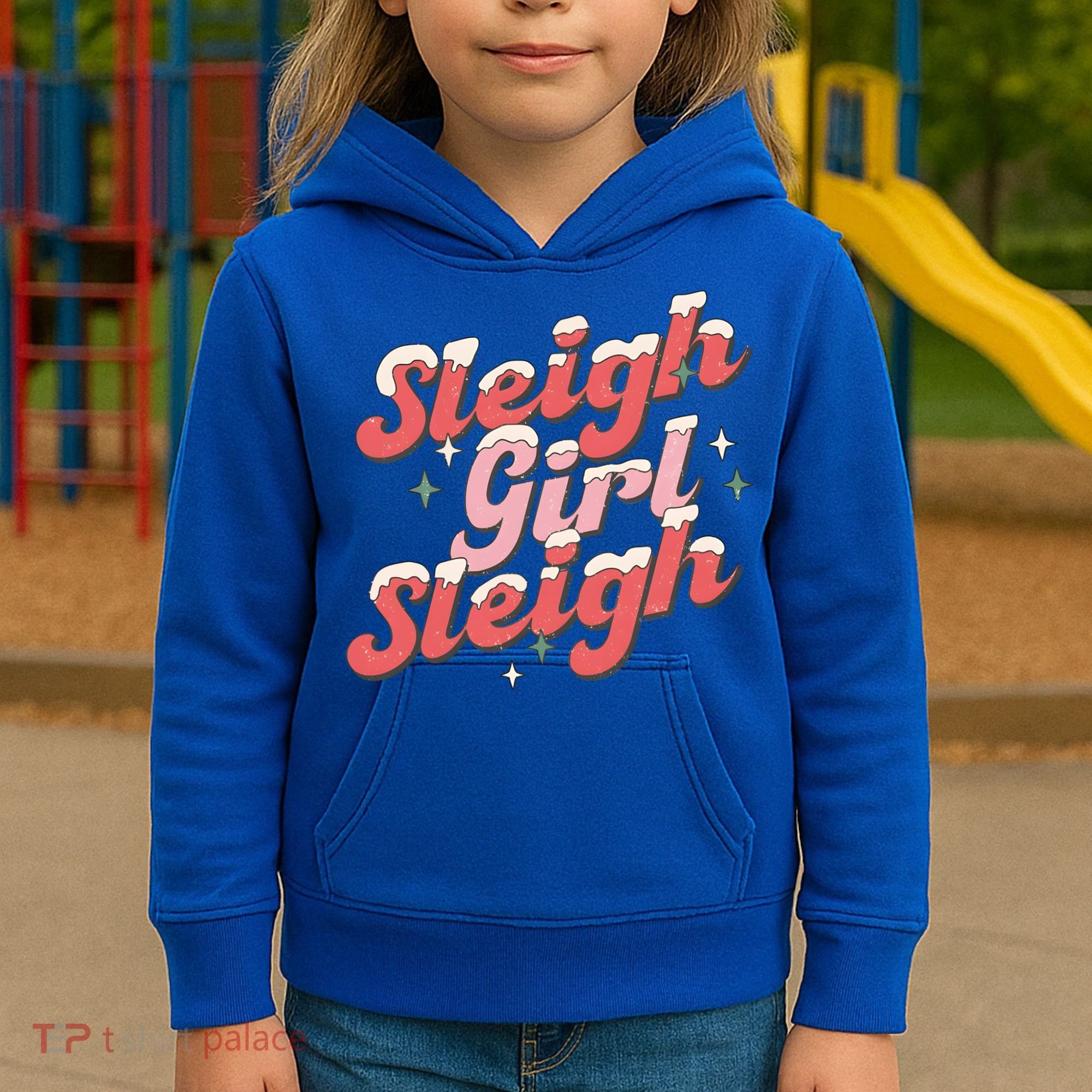 Retro Sleigh Sleigh Xmas Holiday Christmas Gift Kids Hoodie