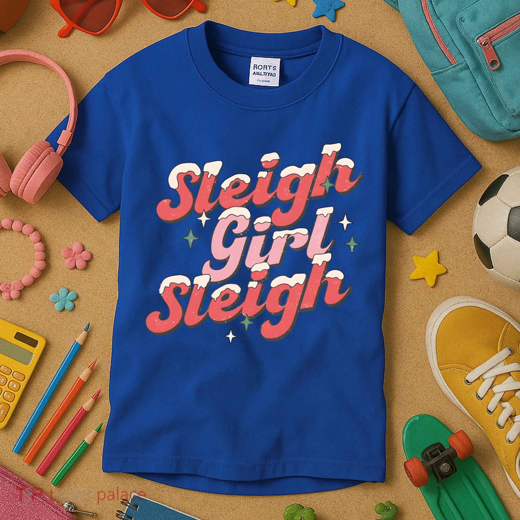 Retro Sleigh Sleigh Xmas Holiday Christmas Gift Kids T-Shirt