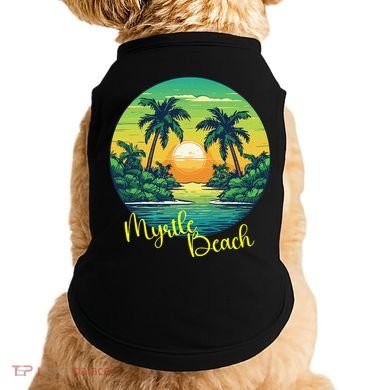 Retro Sunset South Carolina Myrtle Beach Palm Trees Doggie Tank