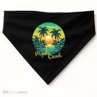 Retro Sunset South Carolina Myrtle Beach Palm Trees USA-Made Doggie Bandana thumb 0