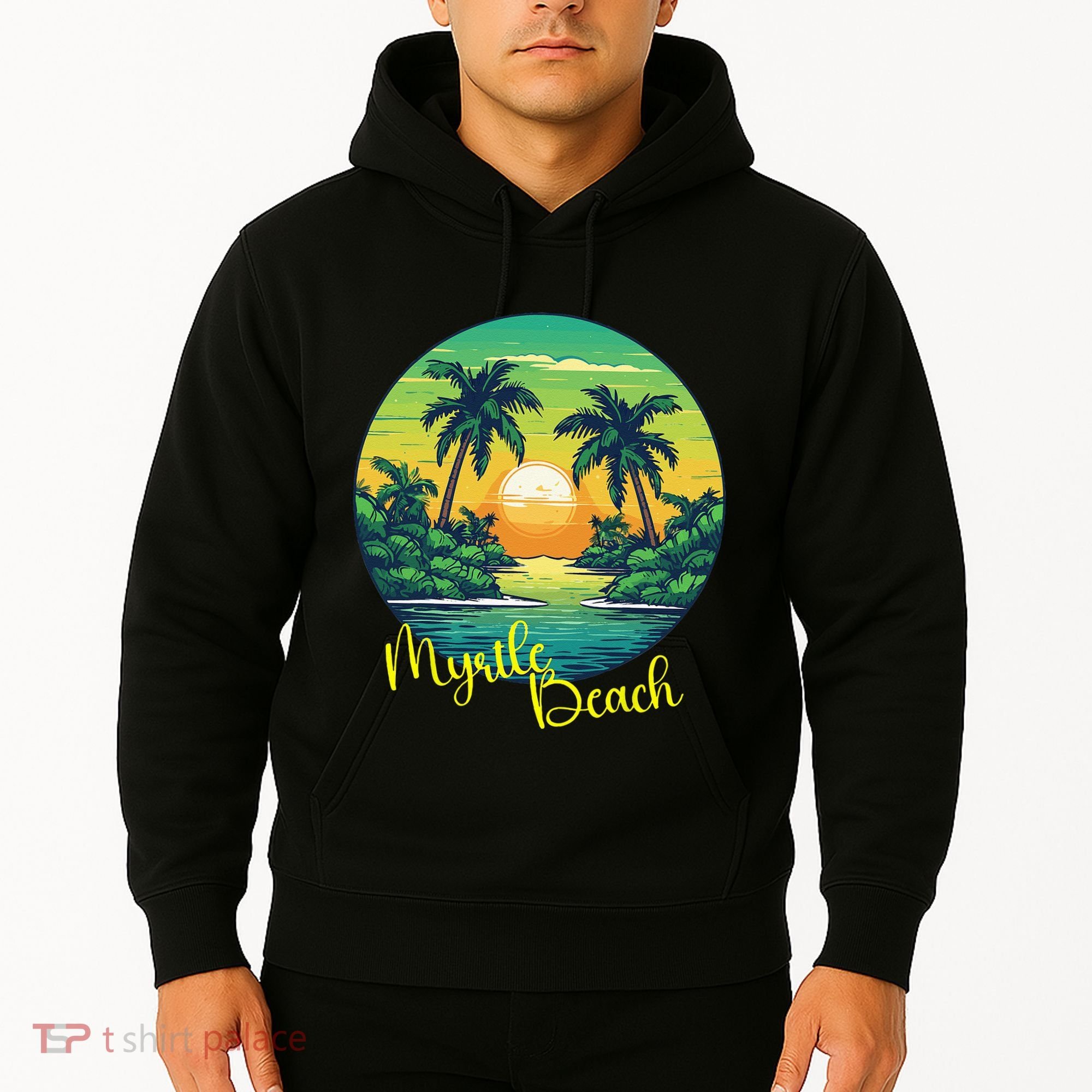 Retro Sunset South Carolina Myrtle Beach Palm Trees Hoodie