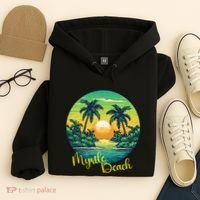 Retro Sunset South Carolina Myrtle Beach Palm Trees Hoodie thumb 4