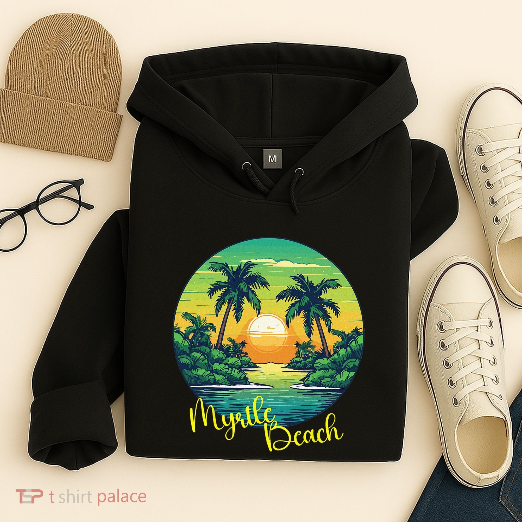 Retro Sunset South Carolina Myrtle Beach Palm Trees Hoodie