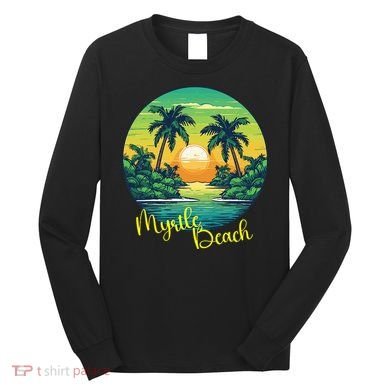 Retro Sunset South Carolina Myrtle Beach Palm Trees Long Sleeve Shirt