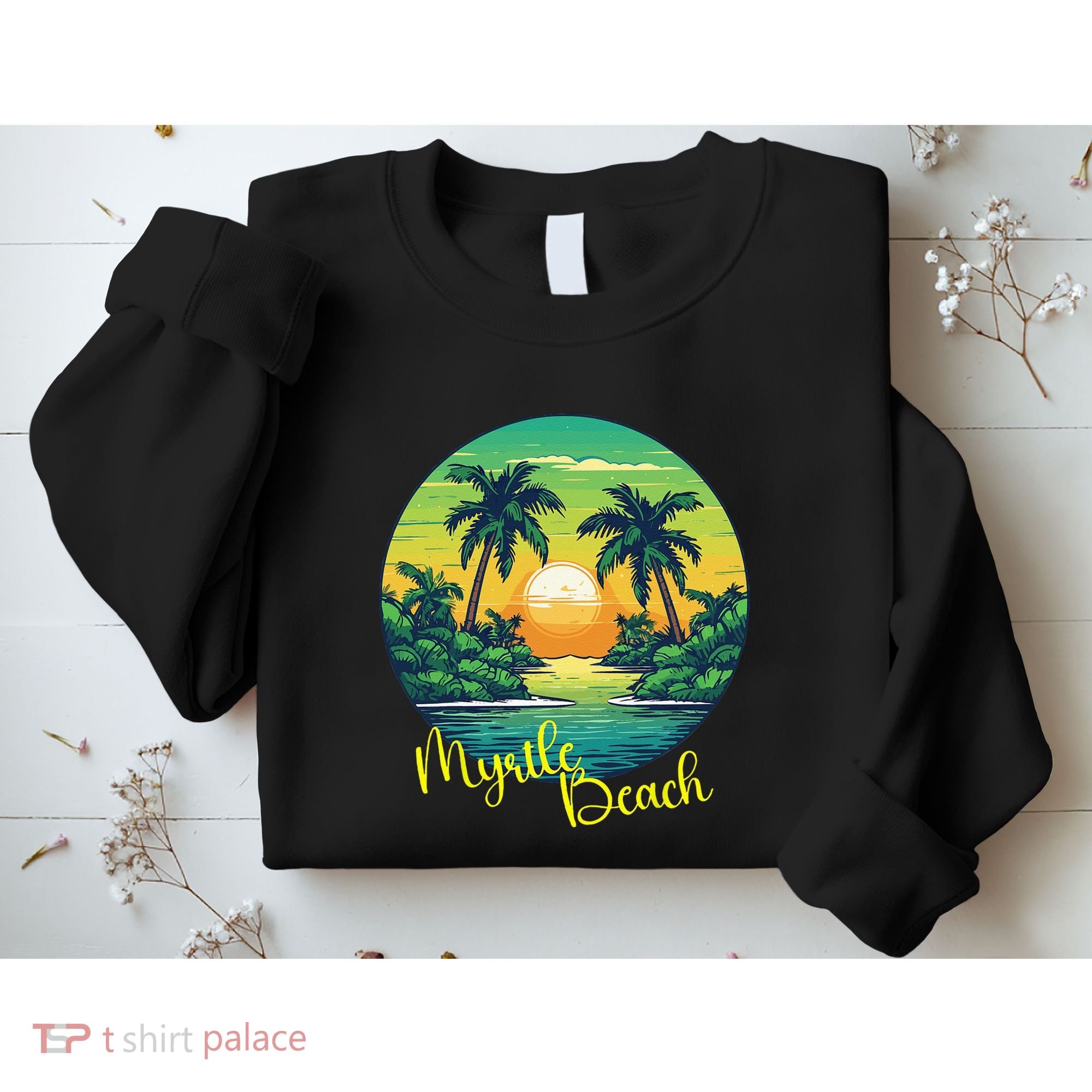 Retro Sunset South Carolina Myrtle Beach Palm Trees Sweatshirt