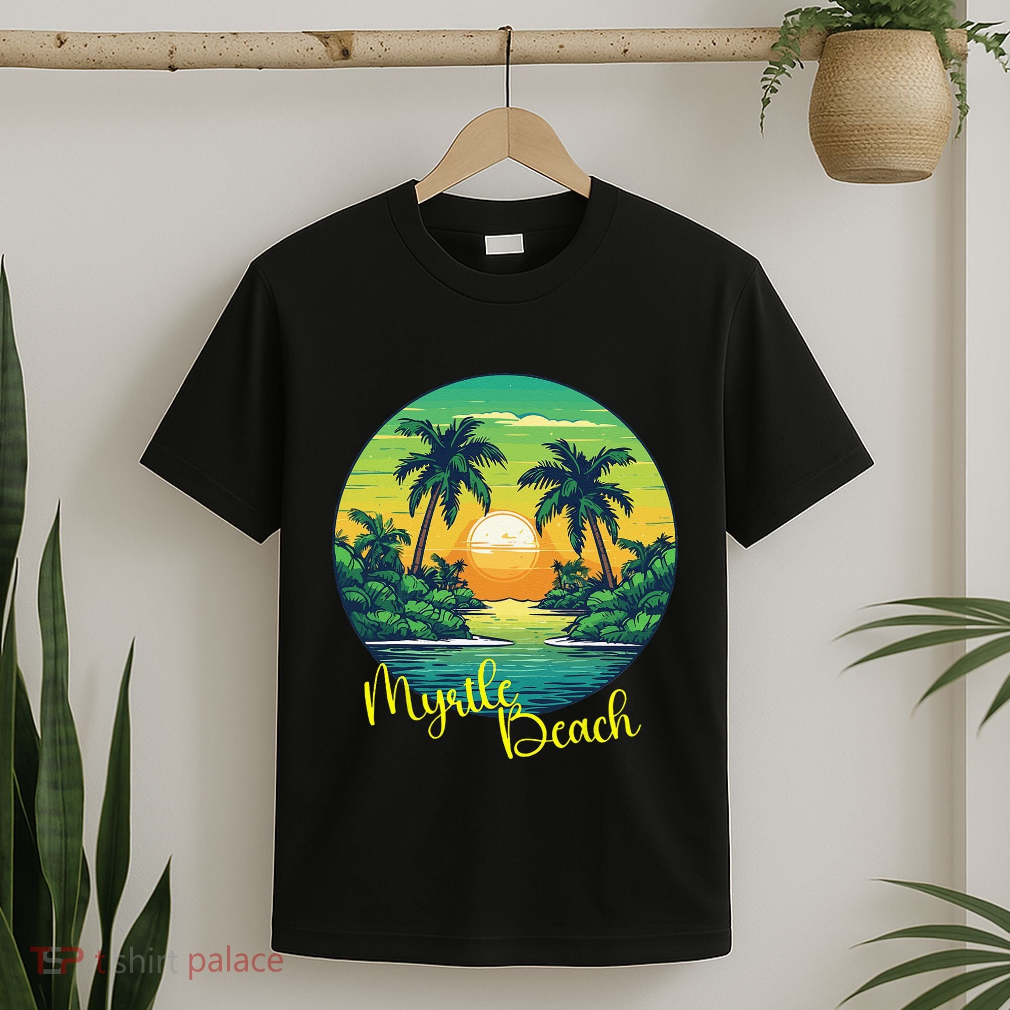 Retro Sunset South Carolina Myrtle Beach Palm Trees T-Shirt