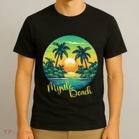 Retro Sunset South Carolina Myrtle Beach Palm Trees T-Shirt thumb 3