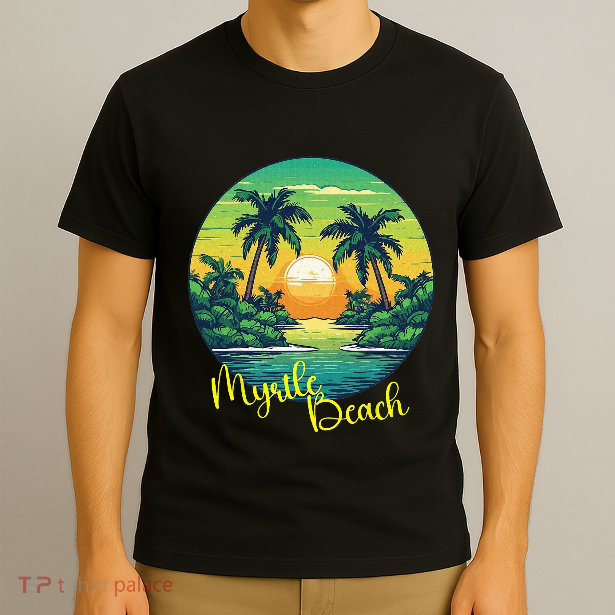 Retro Sunset South Carolina Myrtle Beach Palm Trees T-Shirt