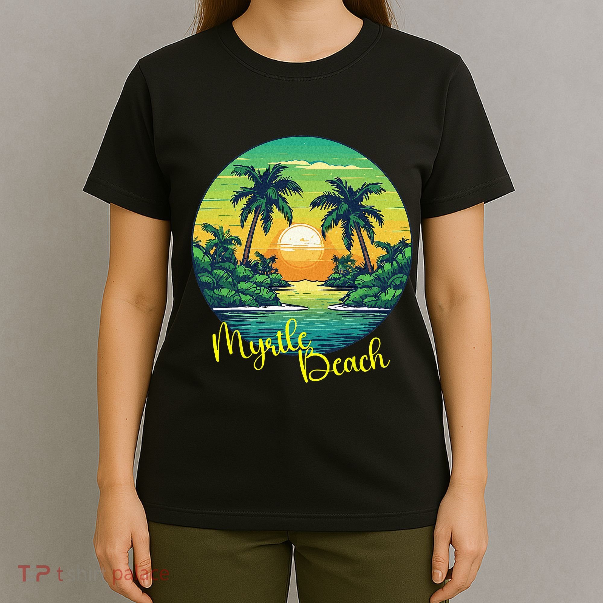Retro Sunset South Carolina Myrtle Beach Palm Trees T-Shirt