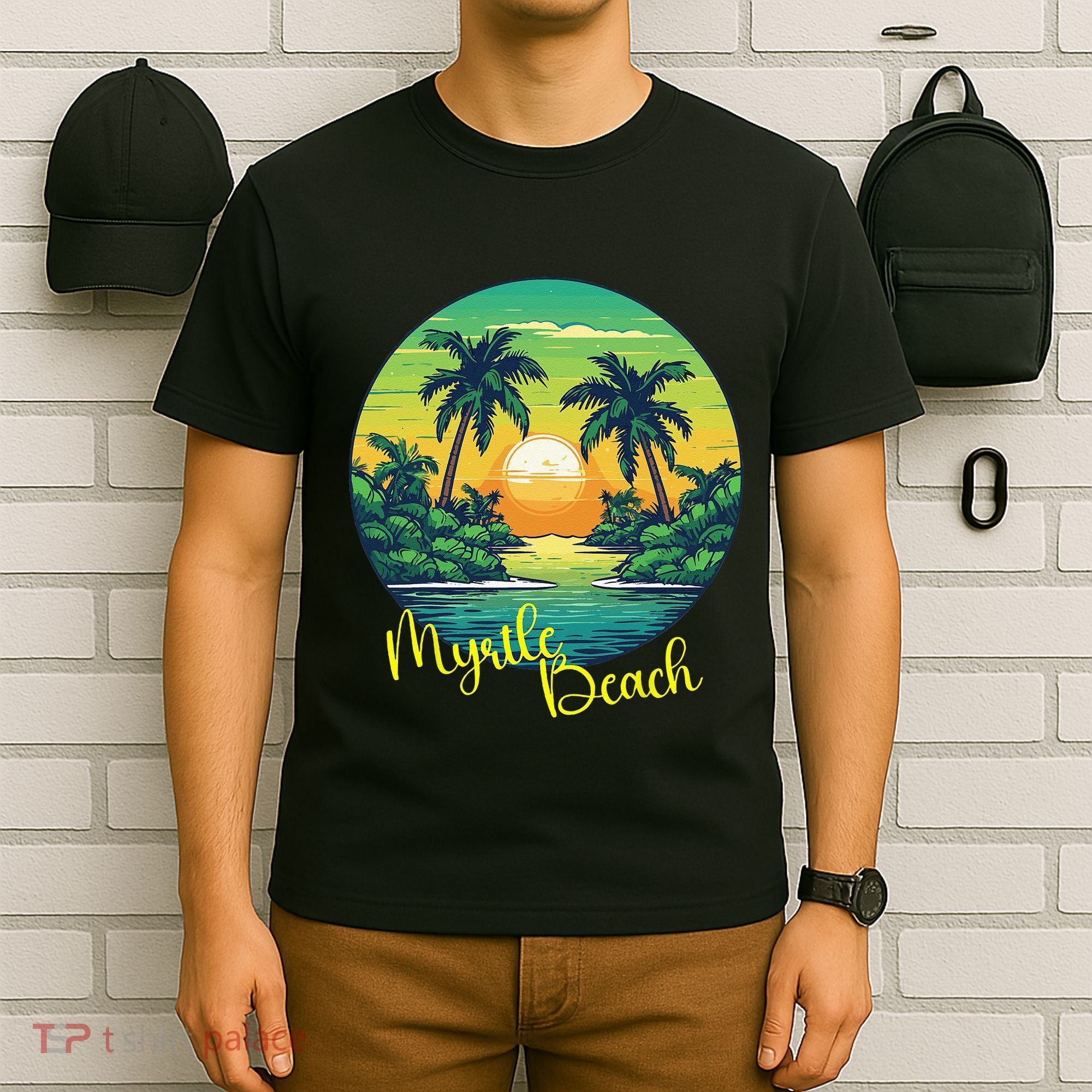 Retro Sunset South Carolina Myrtle Beach Palm Trees T-Shirt
