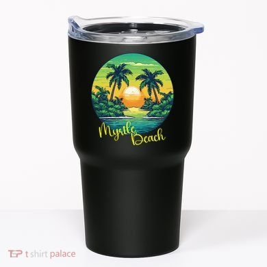 Retro Sunset South Carolina Myrtle Beach Palm Trees Tumbler