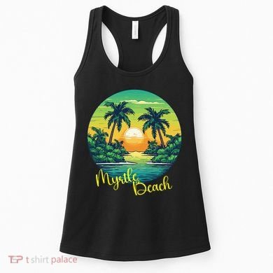 Retro Sunset South Carolina Myrtle Beach Palm Trees Women's Tank Top
