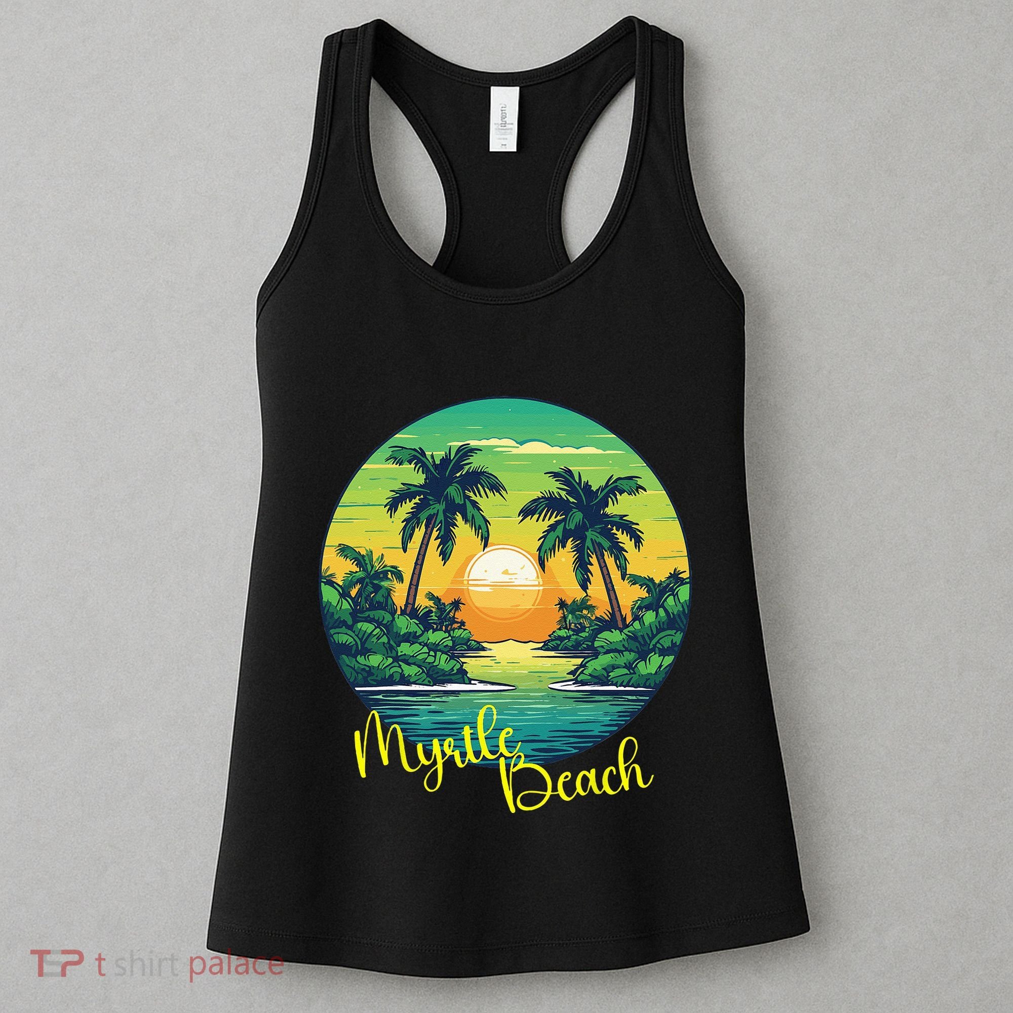 Retro Sunset South Carolina Myrtle Beach Palm Trees Women's Tank Top