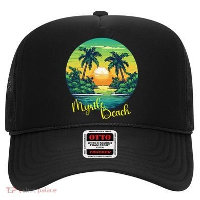 Retro Sunset South Carolina Myrtle Beach Palm Trees Hat