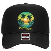 Retro Sunset South Carolina Myrtle Beach Palm Trees Hat thumb 0