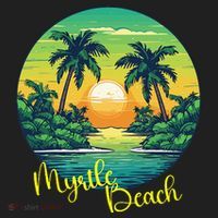 Retro Sunset South Carolina Myrtle Beach Palm Trees Hat thumb 2