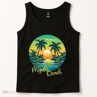 Retro Sunset South Carolina Myrtle Beach Palm Trees Tank Top thumb 2