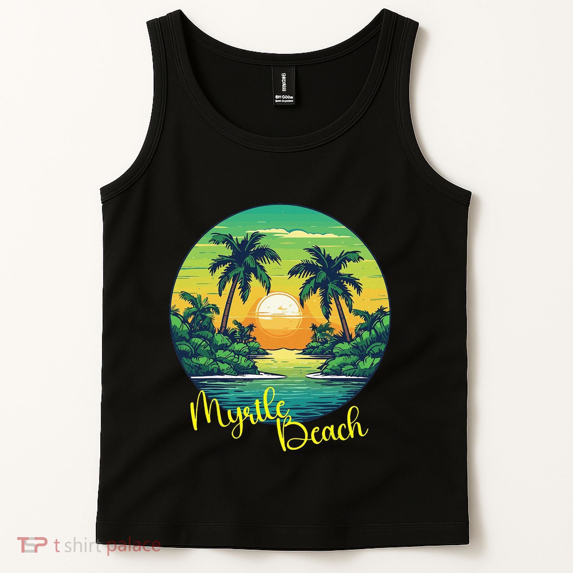 Retro Sunset South Carolina Myrtle Beach Palm Trees Tank Top