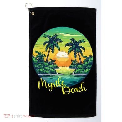 Retro Sunset South Carolina Myrtle Beach Palm Trees Golf Towel