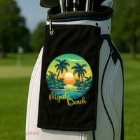 Retro Sunset South Carolina Myrtle Beach Palm Trees Golf Towel thumb 2