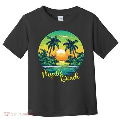Retro Sunset South Carolina Myrtle Beach Palm Trees Toddler T-Shirt