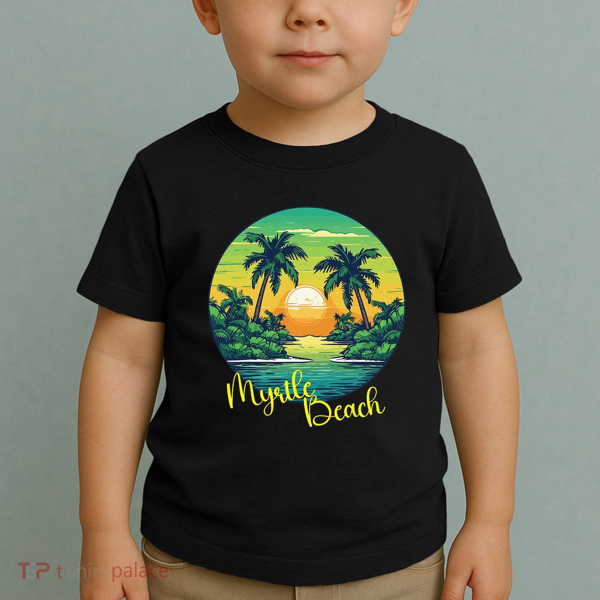 Retro Sunset South Carolina Myrtle Beach Palm Trees Toddler T-Shirt