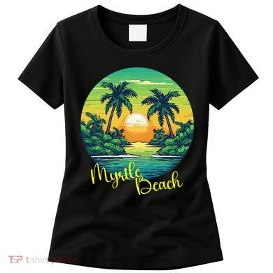 Retro Sunset South Carolina Myrtle Beach Palm Trees Women's T-Shirt