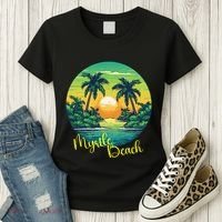 Retro Sunset South Carolina Myrtle Beach Palm Trees Women's T-Shirt thumb 3