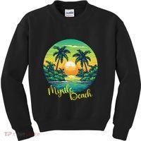 Retro Sunset South Carolina Myrtle Beach Palm Trees Kids Sweatshirt thumb 0