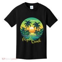 Retro Sunset South Carolina Myrtle Beach Palm Trees Kids T-Shirt thumb 0