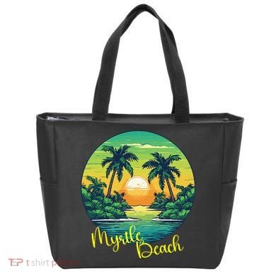 Retro Sunset South Carolina Myrtle Beach Palm Trees Tote Bag