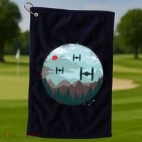 Retro Scifi Space Ships Golf Towel thumb 1