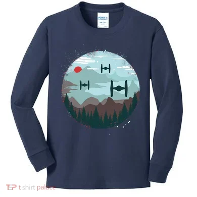 Retro Scifi Space Ships Kids Long Sleeve Shirt