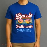 Retro Sunset Slogan / Life Is Better With Snow Kiting! Great Gift T-Shirt thumb 3