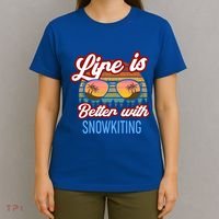 Retro Sunset Slogan / Life Is Better With Snow Kiting! Great Gift T-Shirt thumb 4