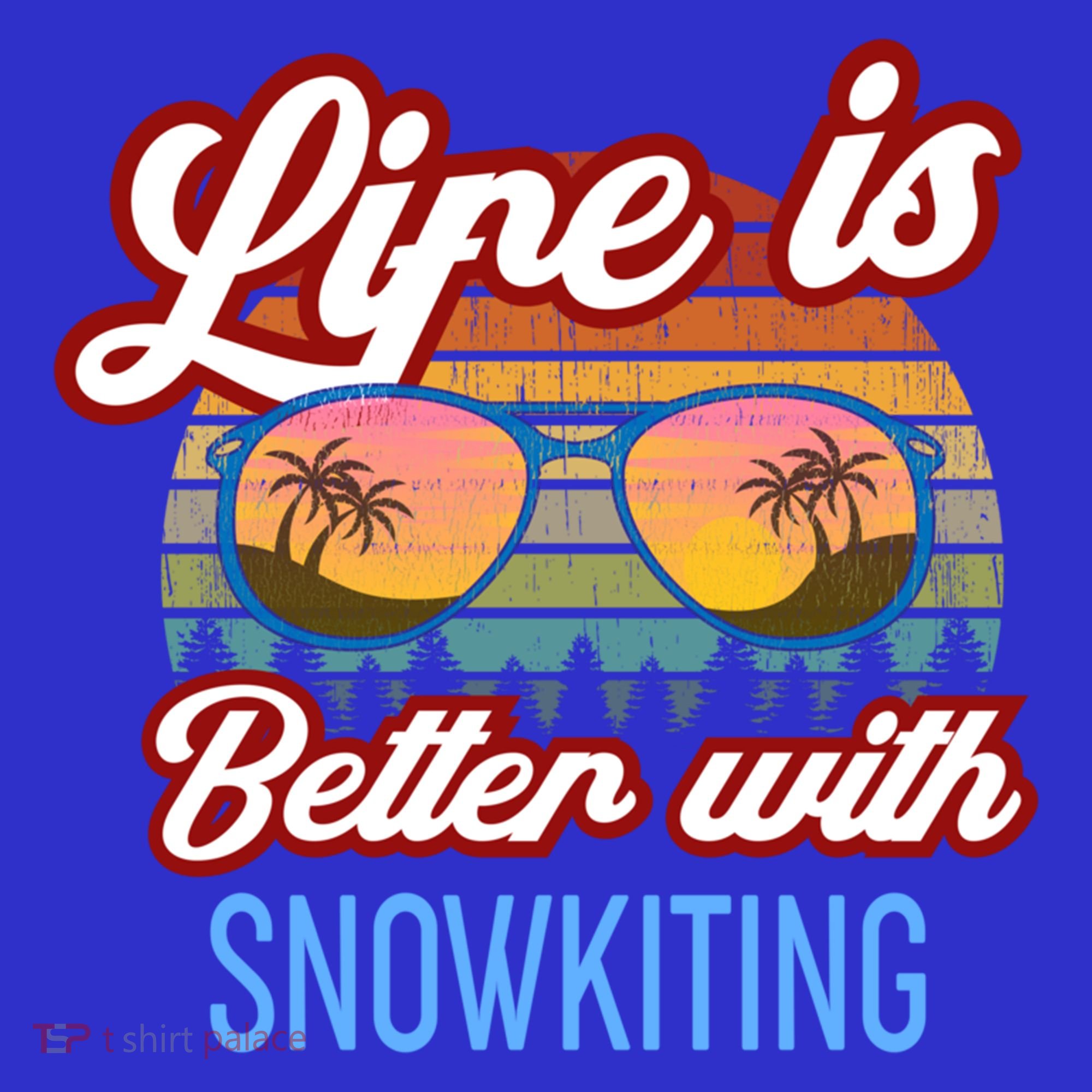 Retro Sunset Slogan / Life Is Better With Snow Kiting! Great Gift T-Shirt