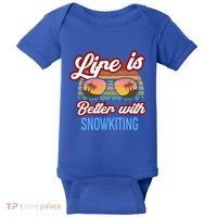 Retro Sunset Slogan / Life Is Better With Snow Kiting! Great Gift Baby Bodysuit thumb 0
