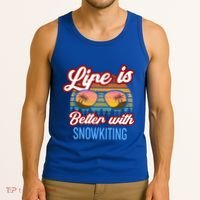 Retro Sunset Slogan / Life Is Better With Snow Kiting! Great Gift Tank Top thumb 3